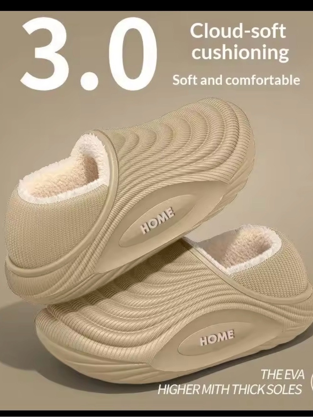 Beige slip on slippers